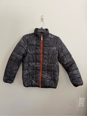 Gerry Kids Jacket Size Large  Dark Gray puffer Quilted Jacket with Orange Zip